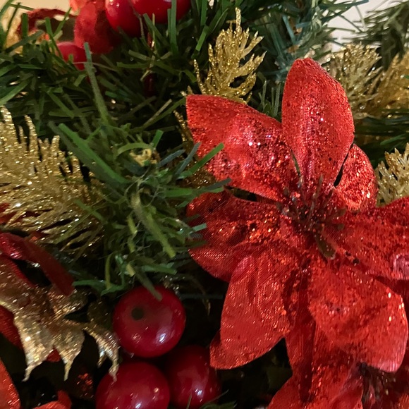 Festive Red and Gold Holiday Arrangement. Hand designed. New. - Picture 4 of 5